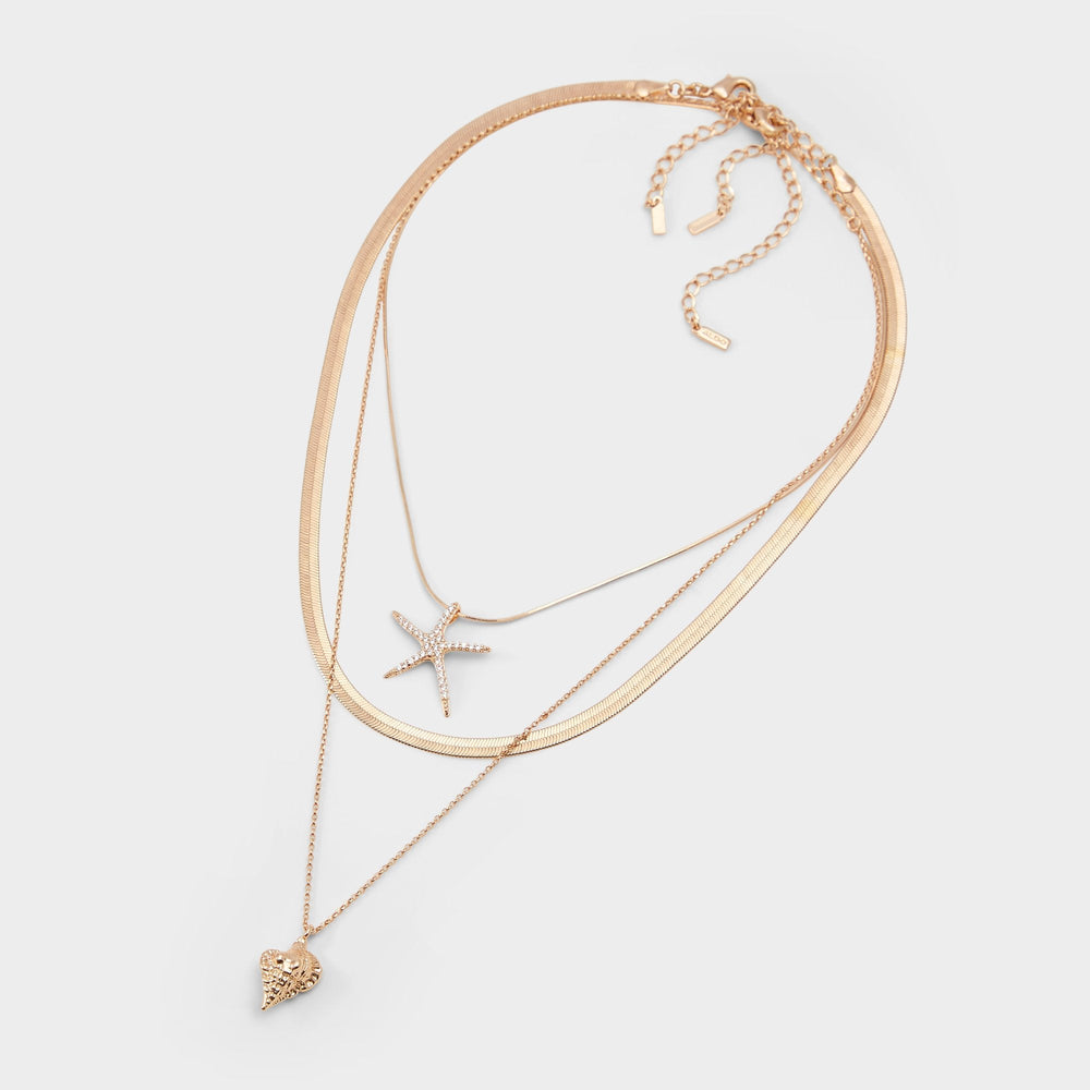 Aldo Seascharms Gold/Clear Multi Women's Necklaces - Layered necklace Gold/Clear Multi