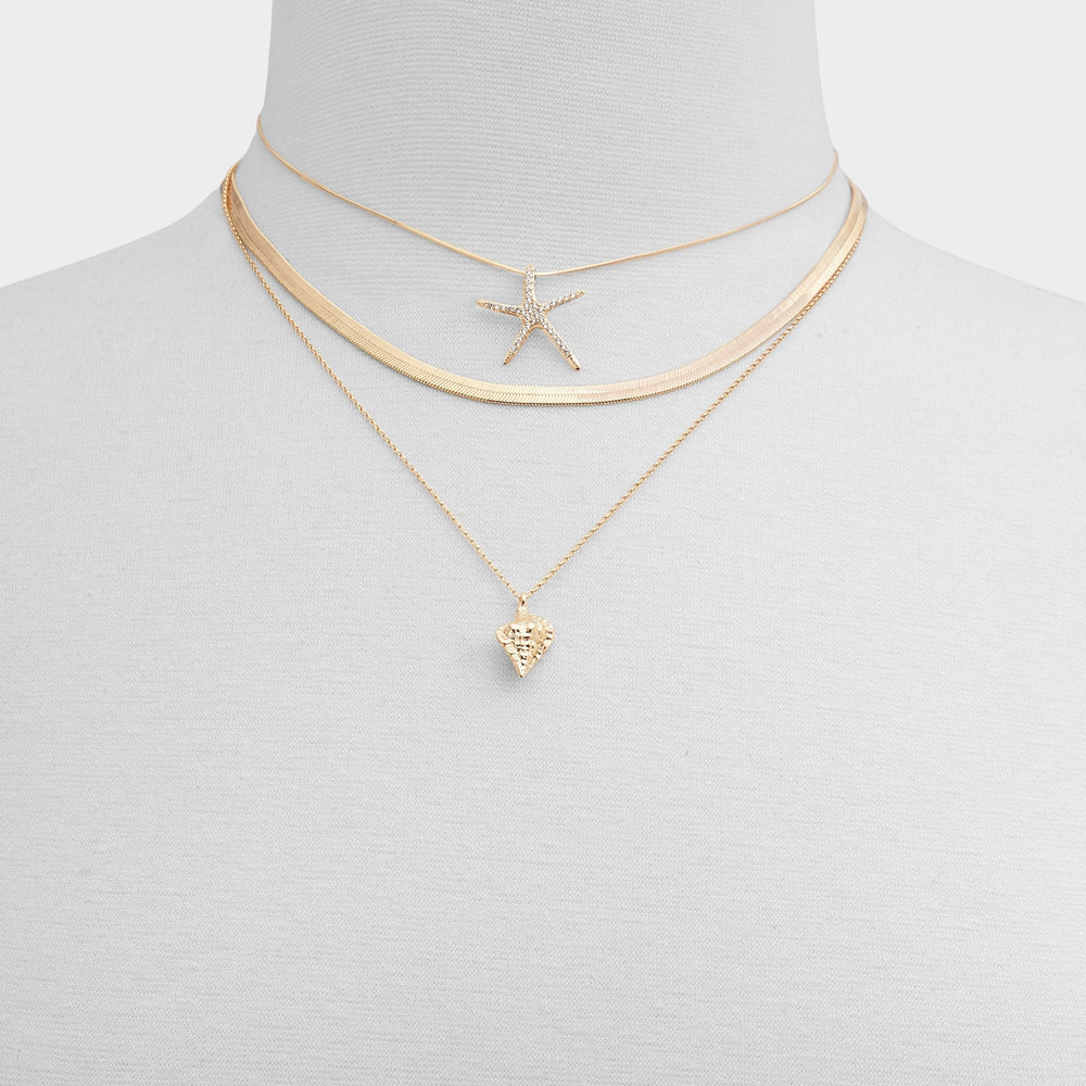 Aldo Seascharms Gold/Clear Multi Women's Necklaces - Layered necklace Gold/Clear Multi