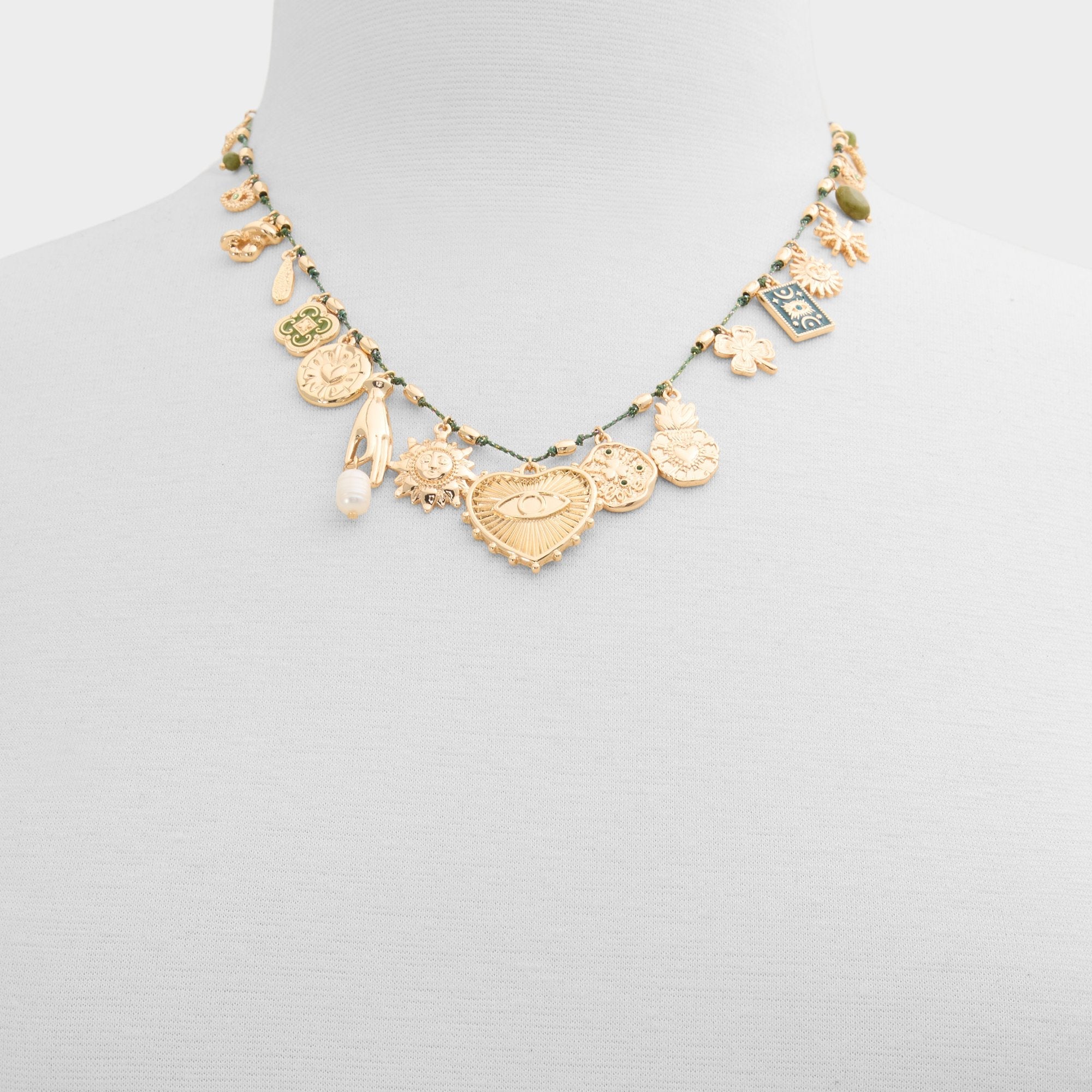 Aldo Bohemian in Dark Green - Charm necklace Dark green
