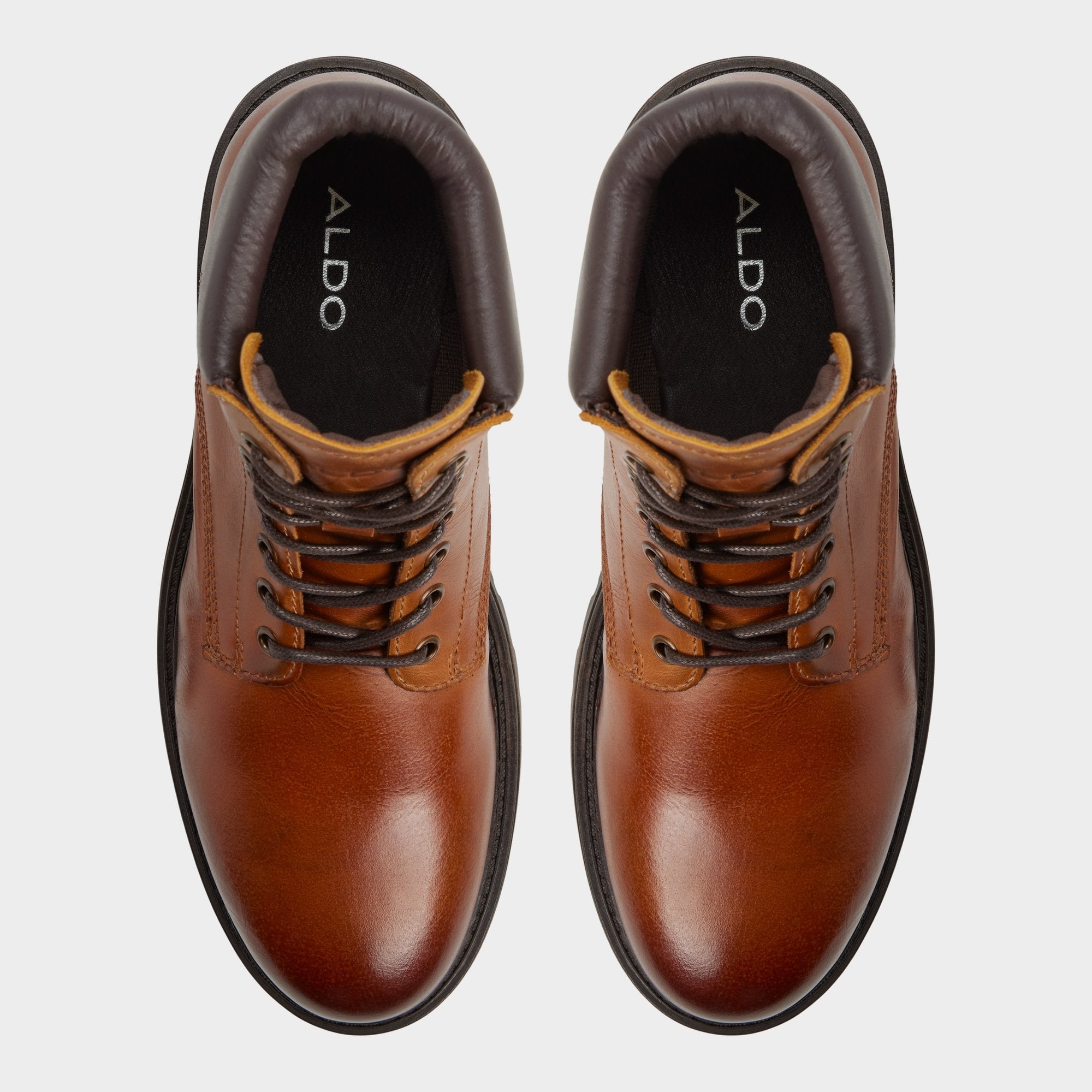 Aldo Draco in Cognac - Combat boot, Lug sole Cognac