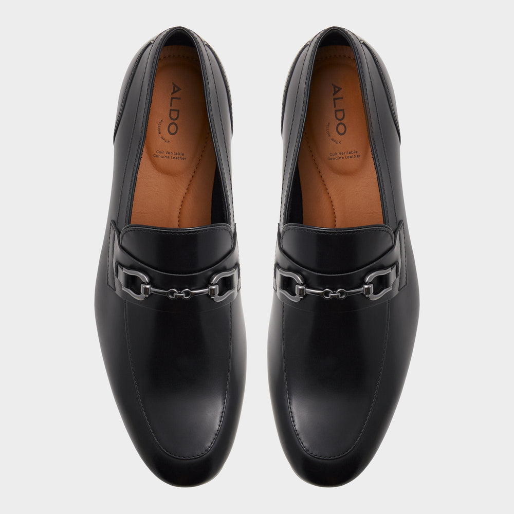 Aldo Marinho Open Black Leather Smooth Men's Dress Shoes - Loafer Open Black