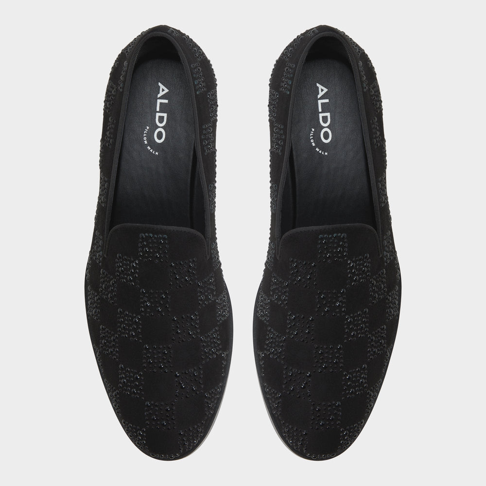 Aldo Casino Other Black Synthetic Textured Men's Dress Shoes - Loafer Other Black