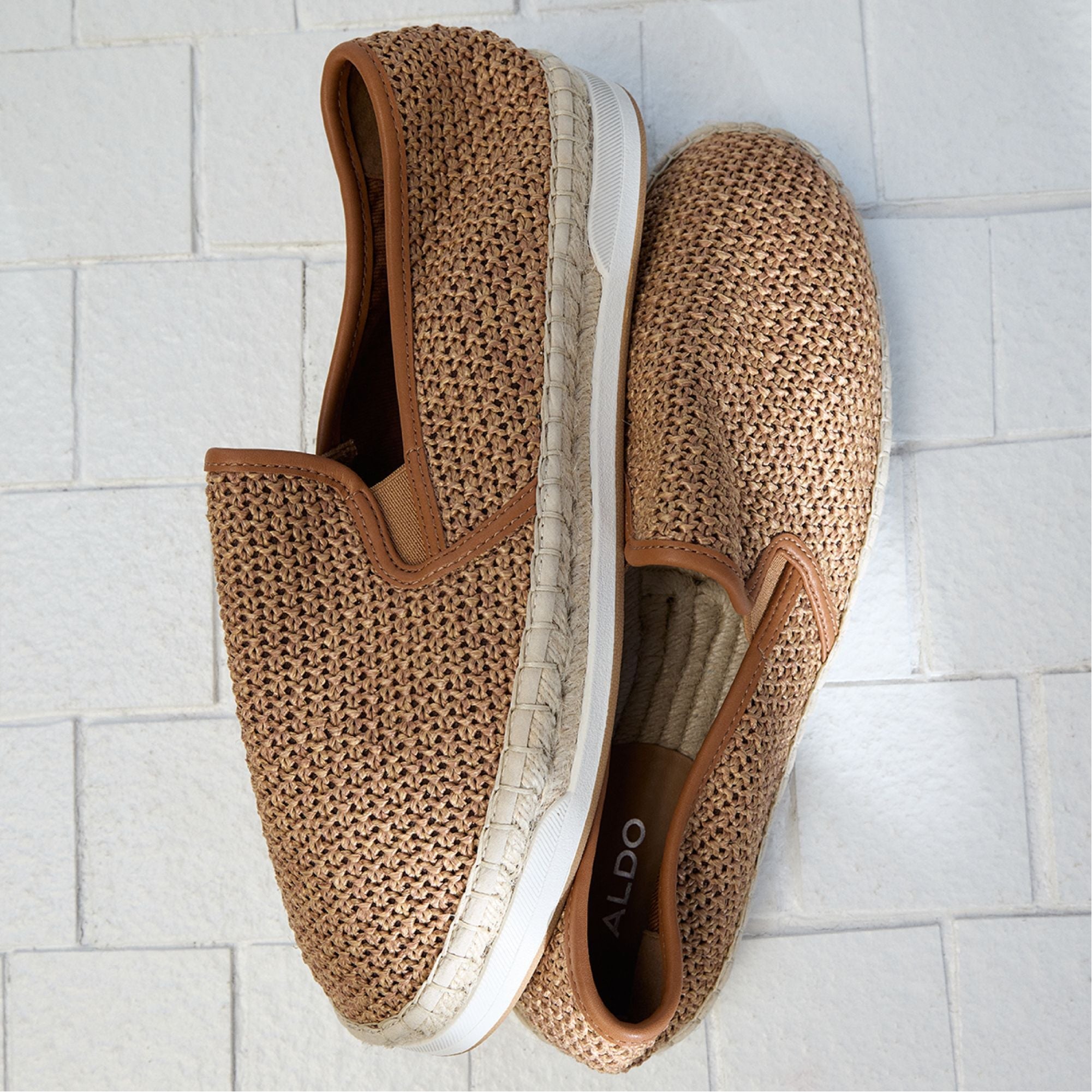 Aldo Johnney Cognac Textile Raffia Men's Espadrilles - Espadrille Cognac