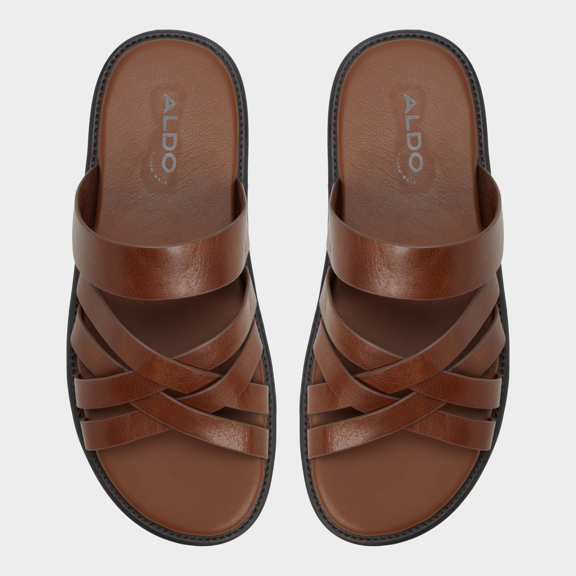 Aldo Haniff Cognac Men's Sandals & Slides - Strappy flat sandal Cognac