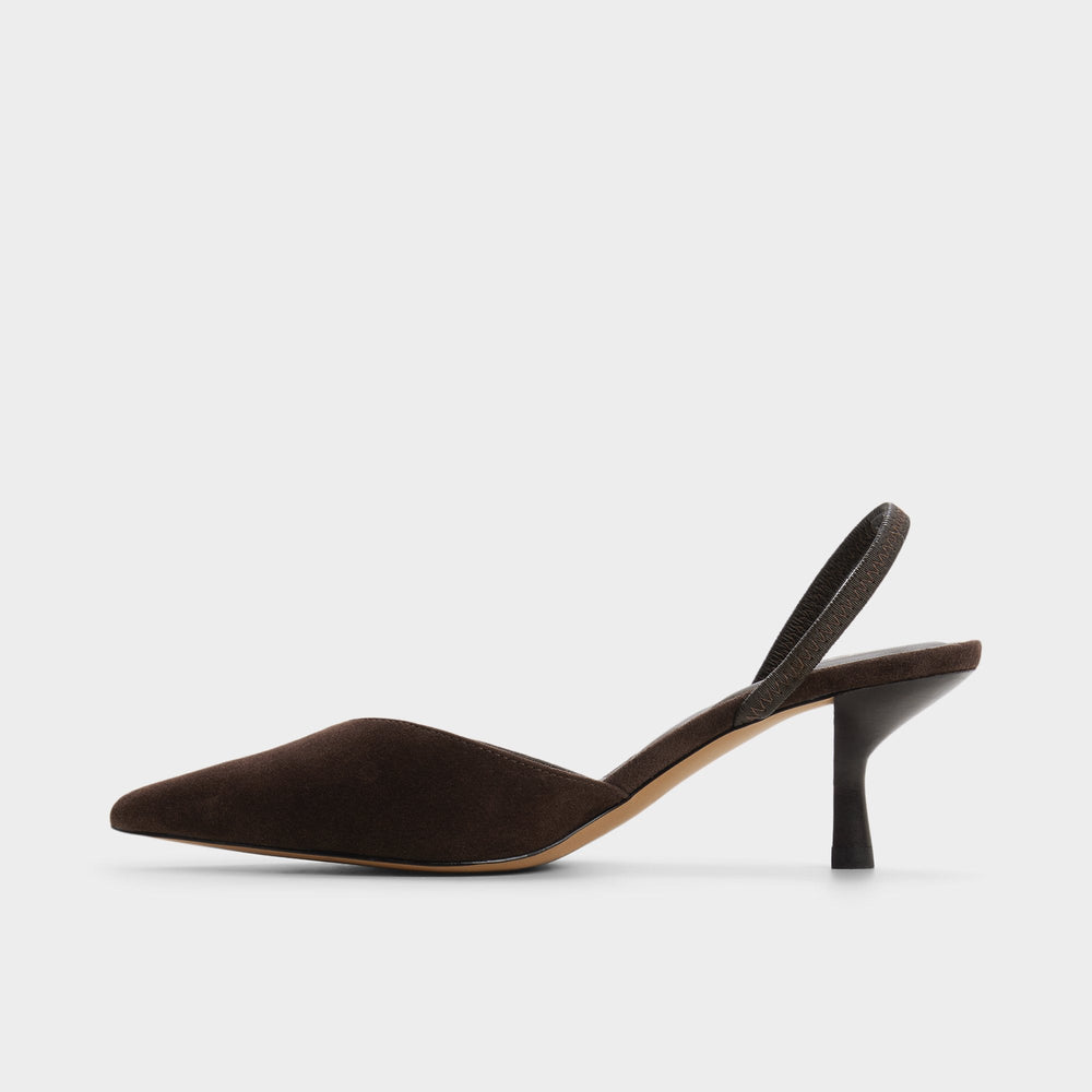 Aldo Re in Olivia Dark Brown - Sling back high heel, Stiletto heel Dark brown