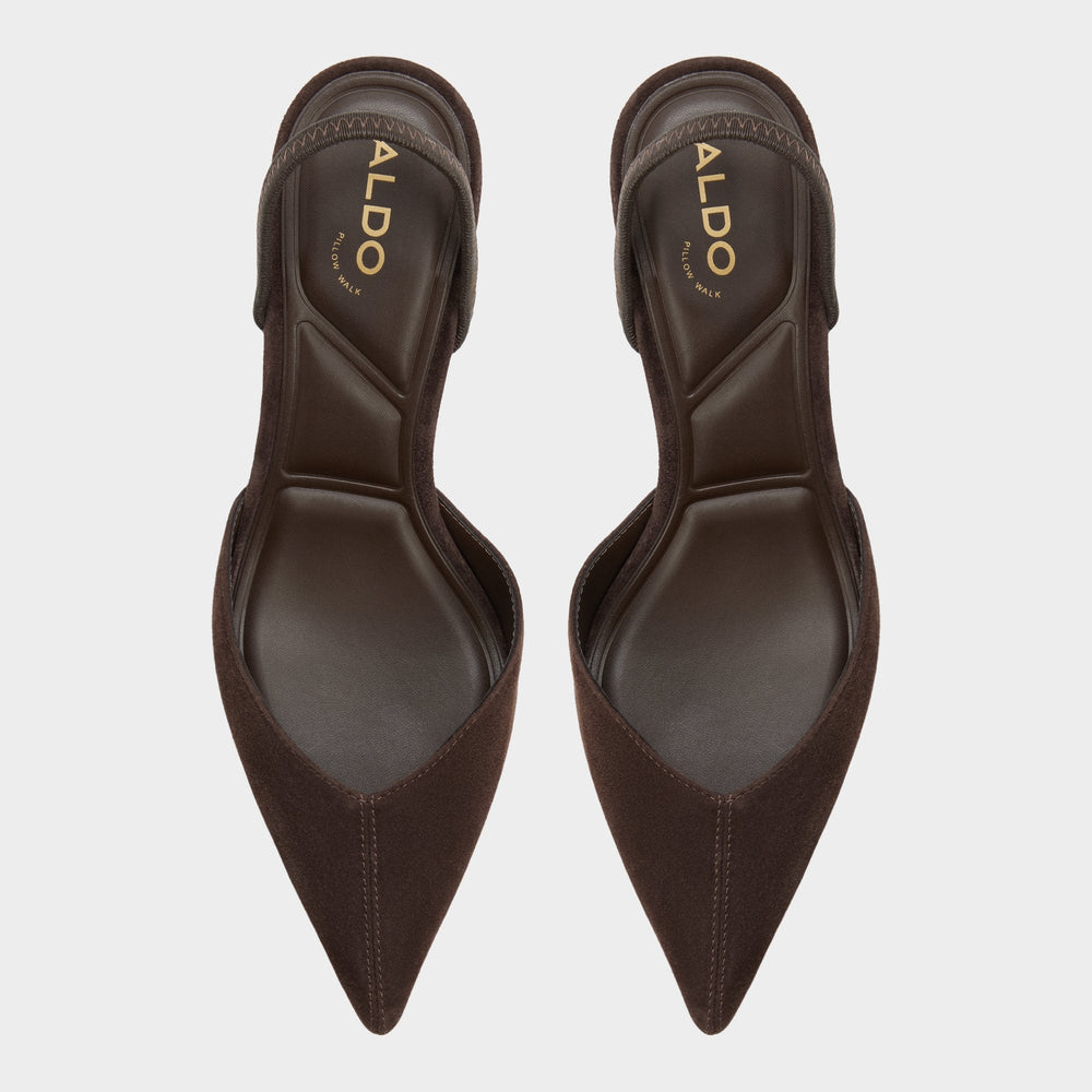 Aldo Re in Olivia Dark Brown - Sling back high heel, Stiletto heel Dark brown