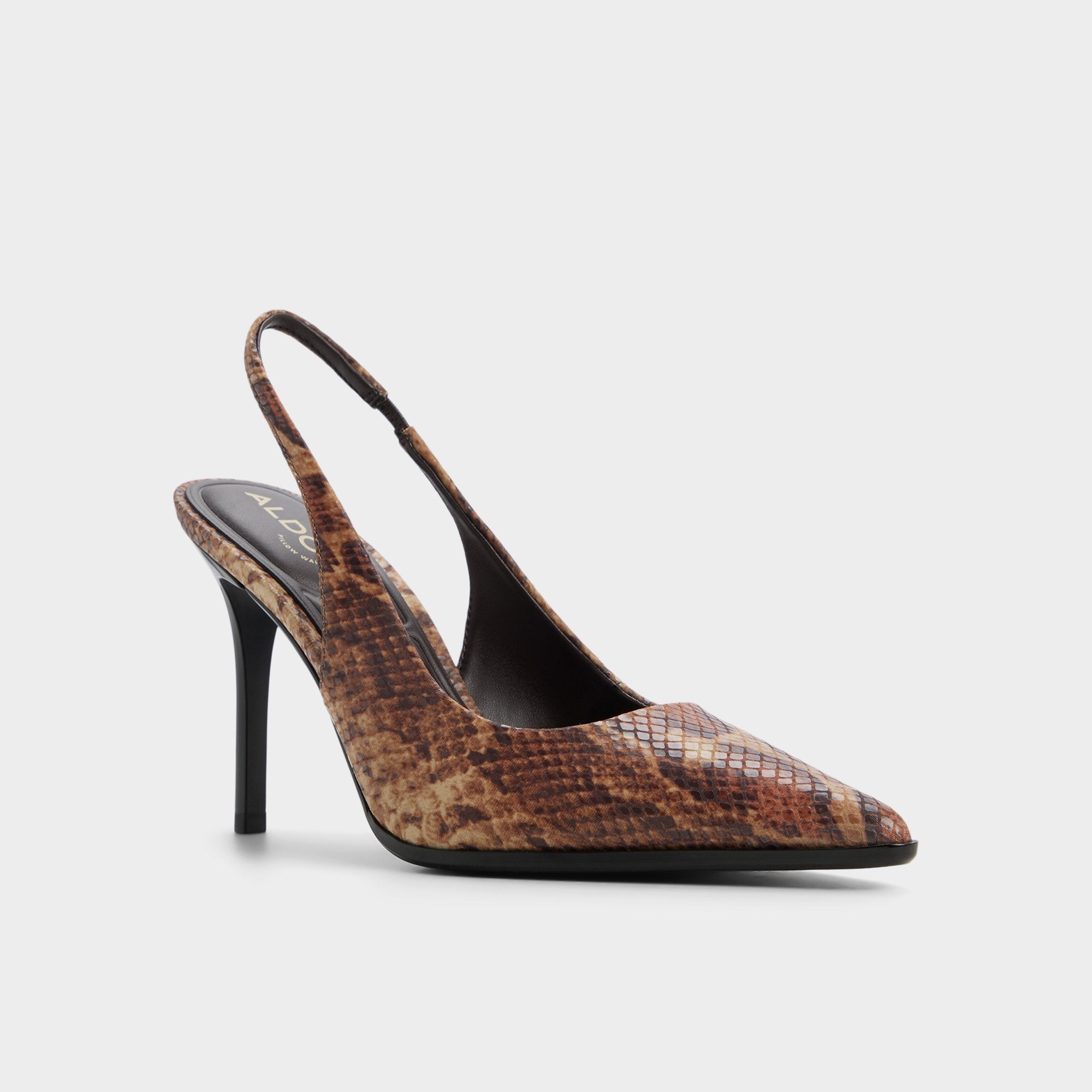 Aldo Re in Samantha Brown Multi - Sling back high heel, Stiletto heel Brown multi