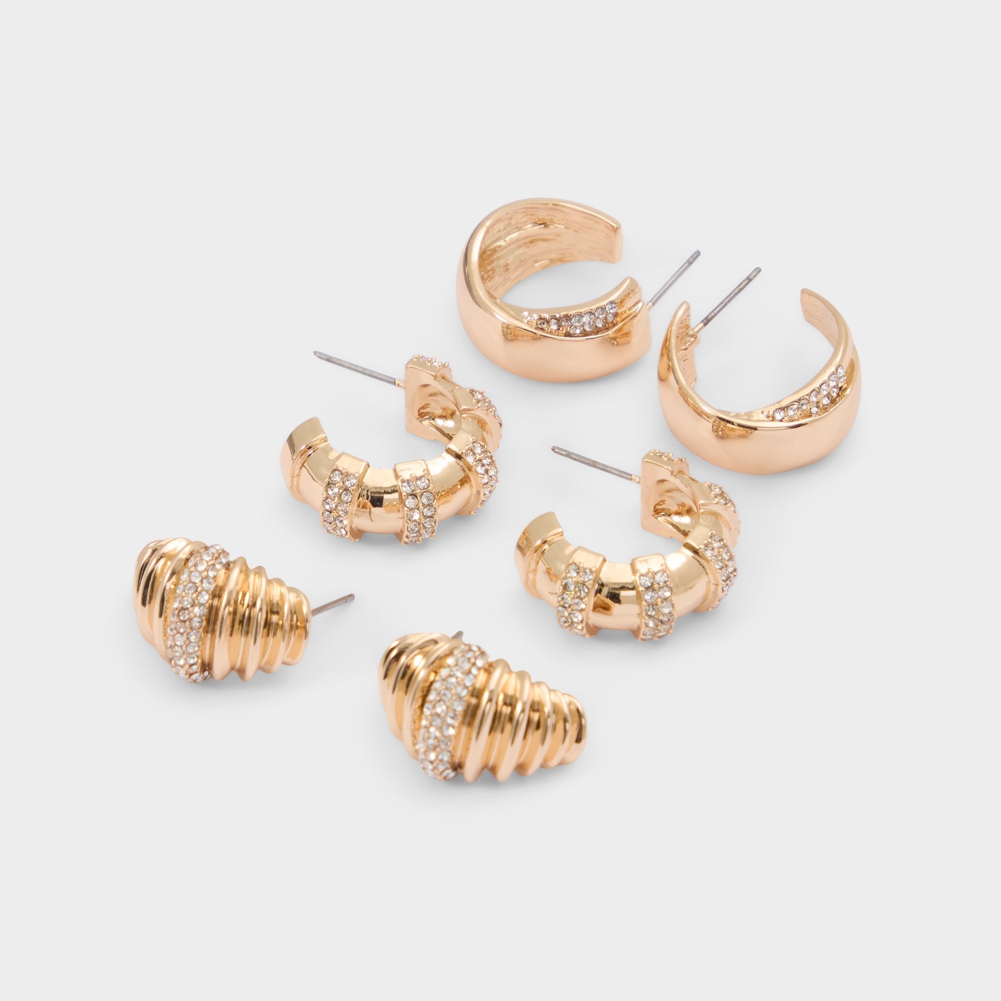 Aldo Triplecharm in Gold Clear Multi - Hoop earrings Gold/Clear Multi